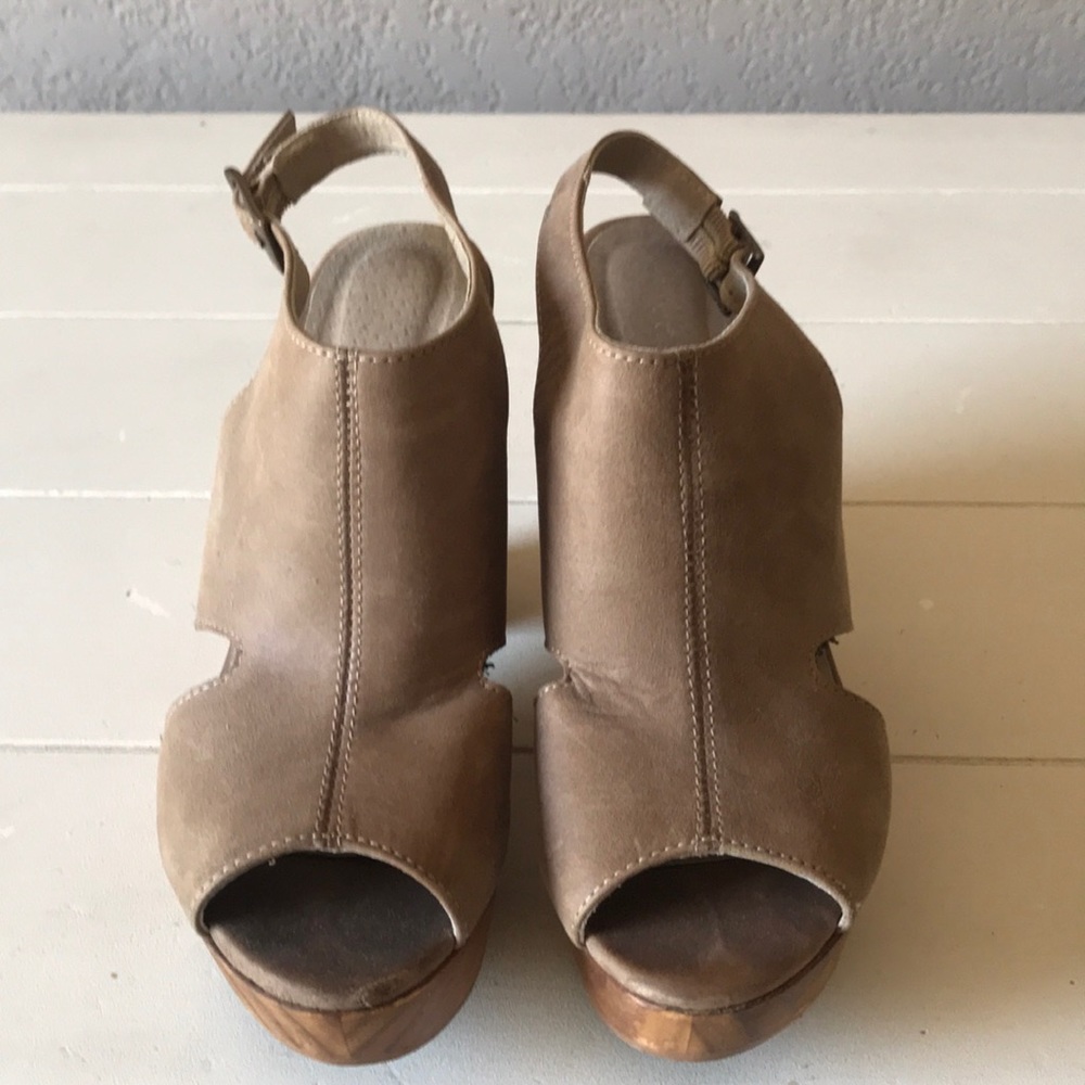 Taupe platform wedges